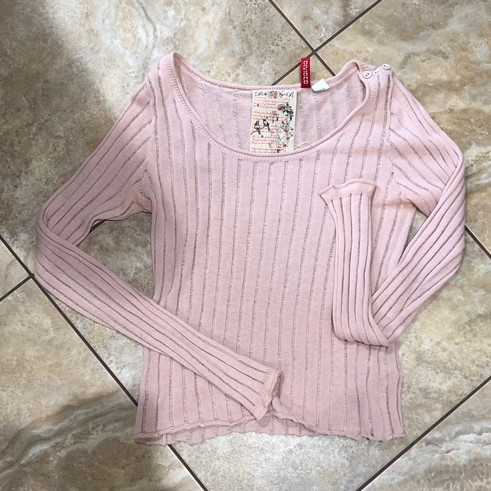 Divided Light Pink Ribbed Long Sleeve Top